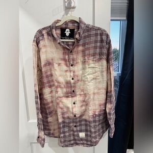 Plaid Button Down Shirt - Maroon and Beige